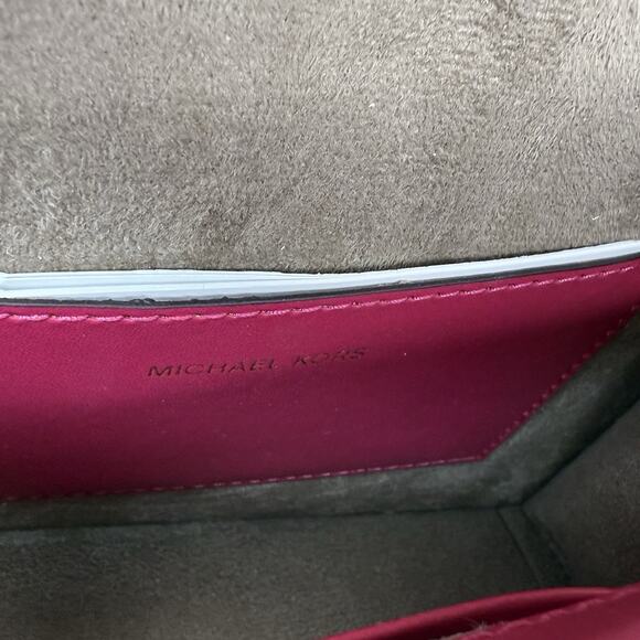 Michael Kors Small Studded Pink Rubin Red Quilted Crossbody Bag Purse - Picture 10 of 12